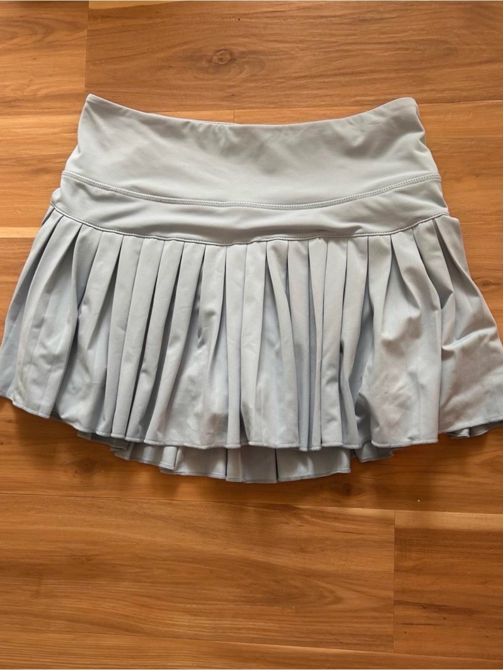 Light Gray Pleated Skater Skirt with Wide Waistband